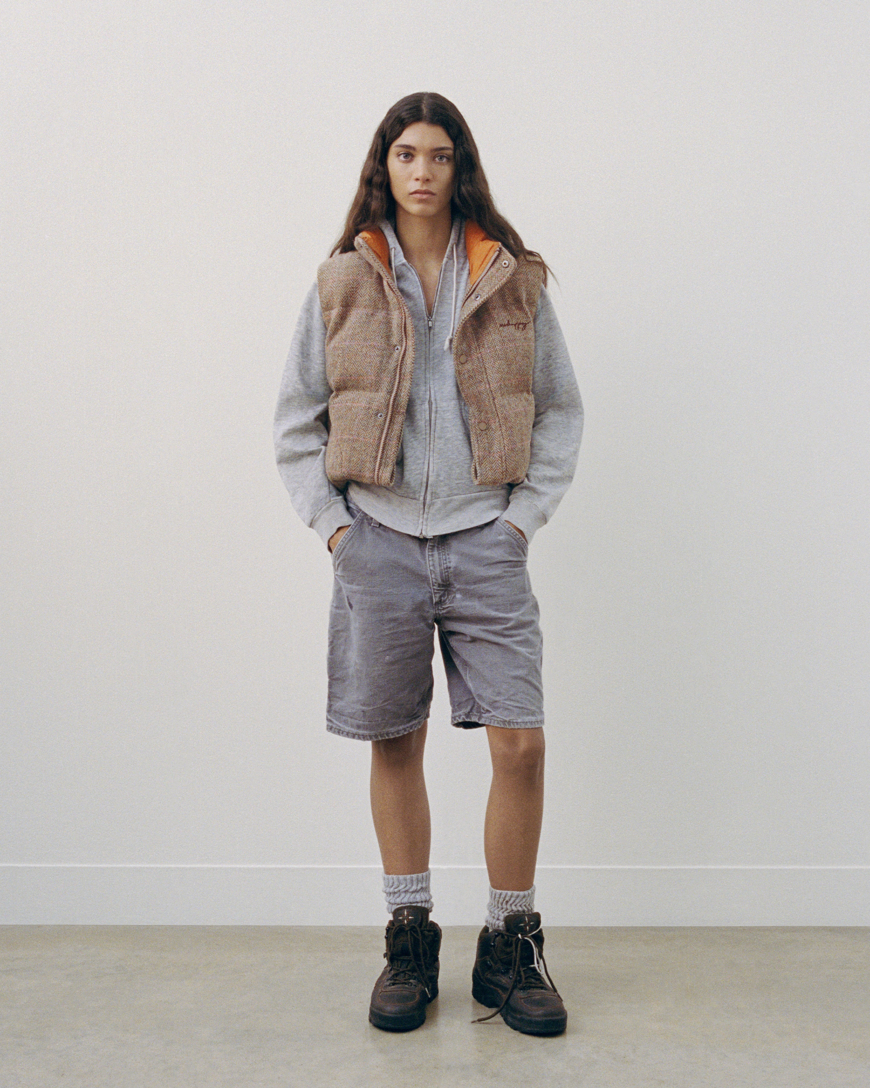 wtaps × Harris Tweed McQUEEN VEST Harris Tweed Brown Windowpane Tweed Vest | Dobell